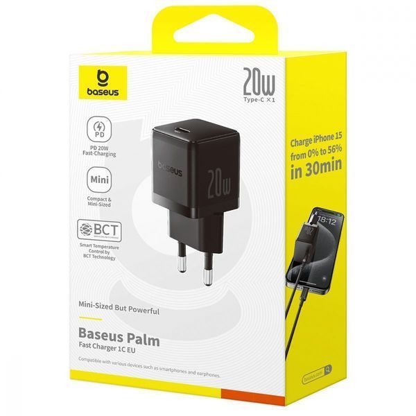 Зарядний Пристрій Baseus Palm Fast Charger Type-C 20W (P10111602113-00) Black 347059 фото