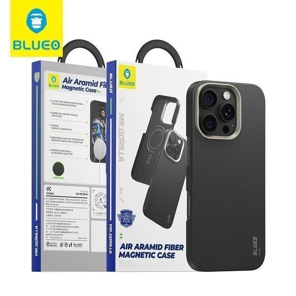 Чохол-накладка iPhone 16 Pro Blueo Air Aramid Fiber Phone Case (600D) with MagSafe (BL059-I16PBLK) Black 355406 фото