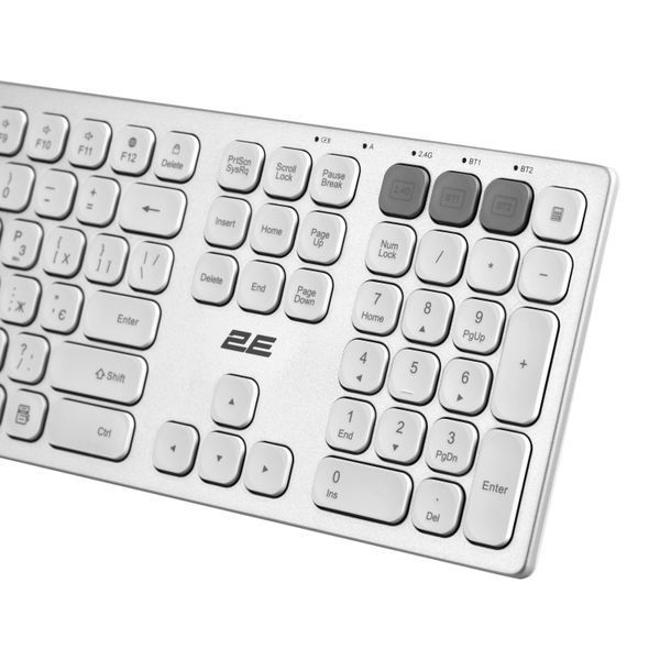 Клавіатура ножнична 2E KS270 109key, WL/BT, EN/UK, сріблясто-білий (2E-KS270WBWH_UA) 364470 фото