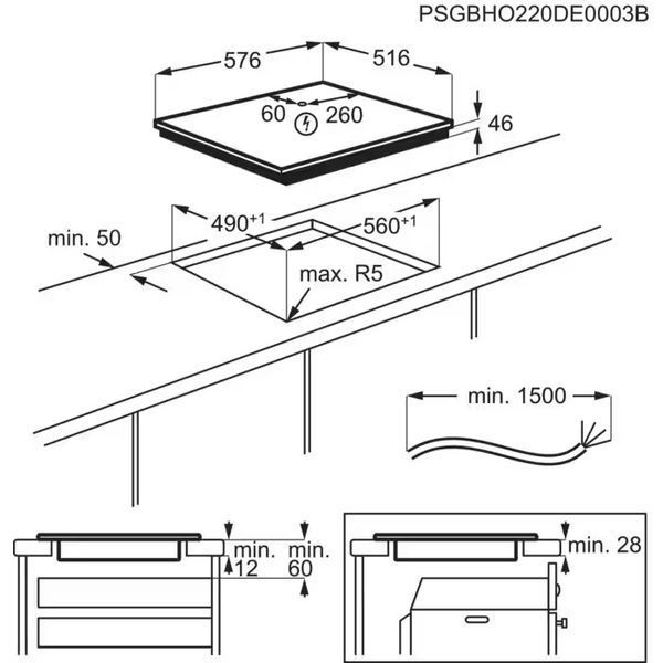Варильна поверхня Electrolux індукційна, 60см, Hob2Hood, чорний (EIT60443X) 363135 фото