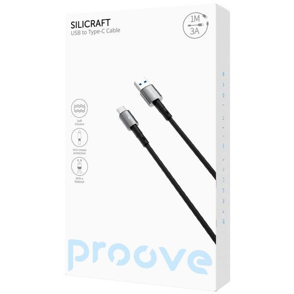 Кабель Proove Silicraft USB to Type-C 3A (1m) black (CCSC15001201) 388070 фото