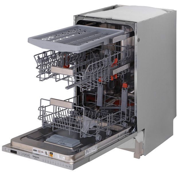 Посудомийна машина Hotpoint вбудована, 10компл., A++, 45см, дисплей, 3й кошик, білий (HSIO3O23WFE) 373708 фото