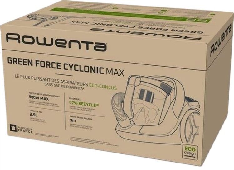 Пилосос Rowenta контейнерний Green Force Cyclnic Max, 900Вт, конт пил -2.6л, НЕРА, чорний (RO7B13EA) 375693 фото