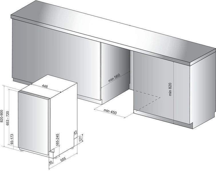 Посудомийна машина Hotpoint вбудована, 10компл., A++, 45см, дисплей, 3й кошик, білий (HSIO3O23WFE) 373708 фото