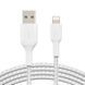 Кабель USB-A > Lightning заряджання/синхронізації Belkin 2м, 12Вт, плетений, білий (CAA002BT2MWH) 373044 фото 1