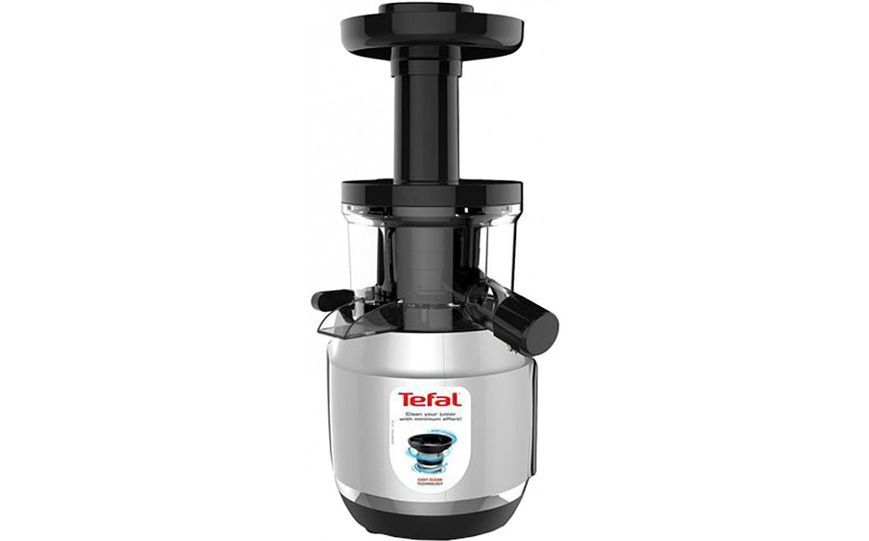 Соковитискач Tefal Juice&Clean шнековий 150Вт, чаша-0.8л, жмих-0.8л, пластик, сріблясто-чорний (ZC420E38) 371669 фото