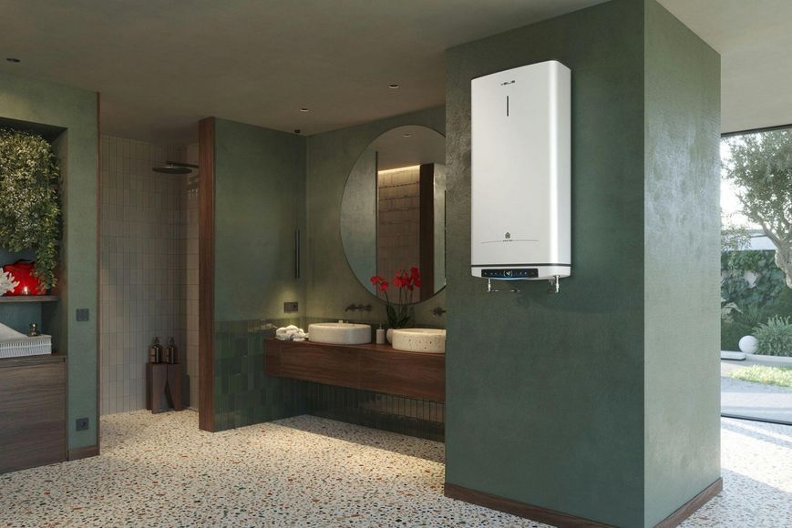 Водонагрівач електр. Ariston плаский слім VELIS PRO DRY WIFI 50 EU, 50л, 2*1,5кВт, сух тен, ун. монтаж, електр. кер-ння, B, Італія, Білий 365754 фото