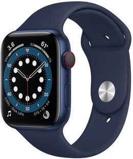 Смарт-годинник Apple Watch Series 6 44mm GPS + LTE Blue Aluminium Case With Deep Navy Sport Band M09A3 190218 фото