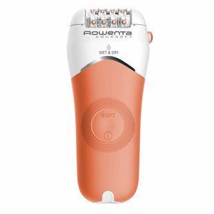 Епілятор Rowenta Aquasoft Wet&Dry пінцетний, акумуляторний , пінцет.-24, волог.+сух., насадок-3, кораловий (EP4920F0) 363144 фото
