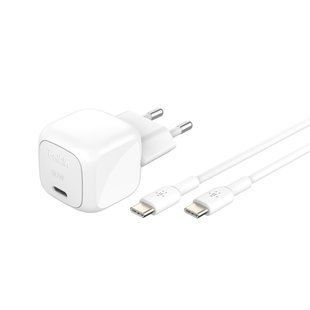 Зарядний пристрій мережевий Belkin 30Вт USB-С PD PPS, кабель USB-С > USB-C, 1м, PVC, білий 382617 фото