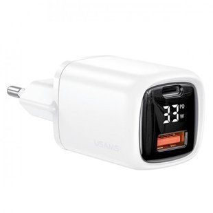 Зарядний Пристрій Usams T46 Digital Display USB-A/USB-C PD&QC3.0 33W 3A White 259447 фото