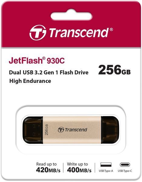 Накопичувач Transcend 256GB USB 3.2 Type-A + Type-C JetFlash 930 R420/W400MB/s Чорний (TS256GJF930C) 374904 фото