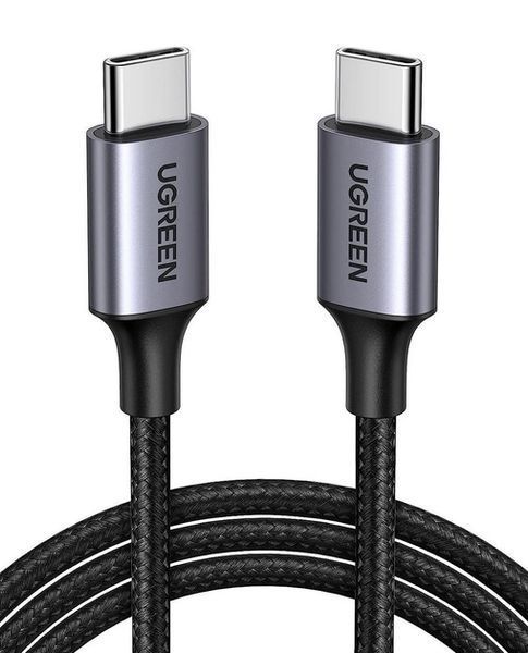 Кабель UGREEN US261 USB Type-C To USB Type-C 60W Round Cable Nickel Plating Aluminum Shell 3A 0.5m Black/Gray (50149) 278773 фото