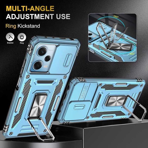 Ударостійкий чохол Camshield Army Ring для Xiaomi Redmi 12 / Poco M6 Pro 5G Блакитний / Light Blue 283608 фото