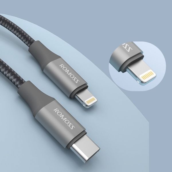 Кабель Romoss CB1737 Type-C/Lightning PD27W/9V3A 1m(CB1737-631-G43H)сірий 344928 фото