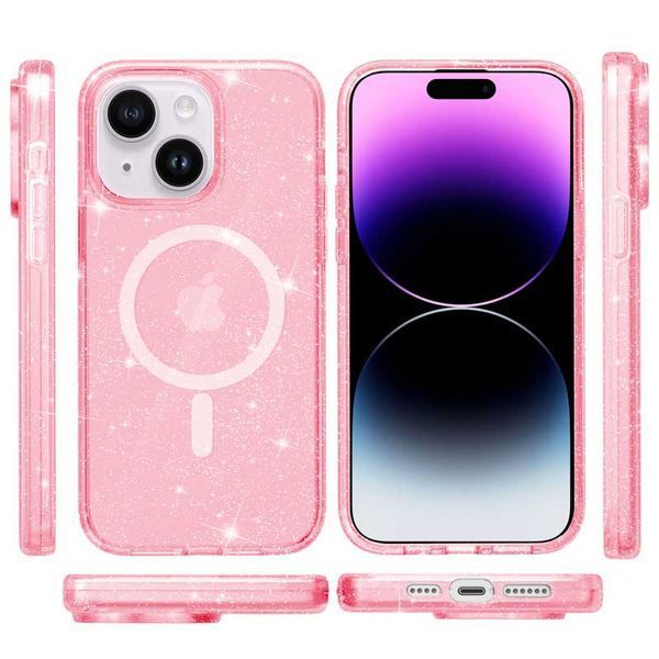 Чохол TPU Galaxy Sparkle (MagFit) для Apple iPhone 15 Plus (6.7") Pink+Glitter 277402 фото