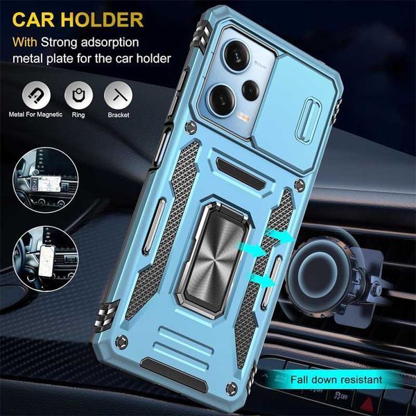 Ударостійкий чохол Camshield Army Ring для Xiaomi Redmi 12 / Poco M6 Pro 5G Блакитний / Light Blue 283608 фото