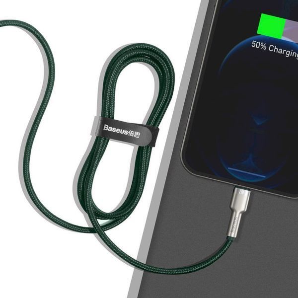 Кабель Baseus Cafule Series Metal Data USB кабель USB To IP 2.4A 2М (CALJK-B06) Green 252308 фото