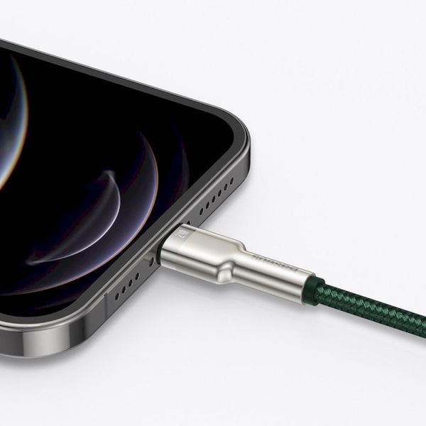 Кабель Baseus Cafule Series Metal Data USB кабель USB To IP 2.4A 2М (CALJK-B06) Green 252308 фото