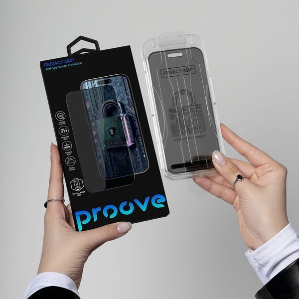 Захисне скло iPhone 16 Pro Proove Privacy 360 Installation Box black 345288 фото