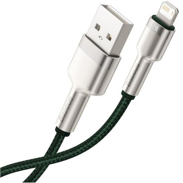Кабель Baseus Cafule Series Metal Data USB кабель USB To IP 2.4A 2М (CALJK-B06) Green 252308 фото