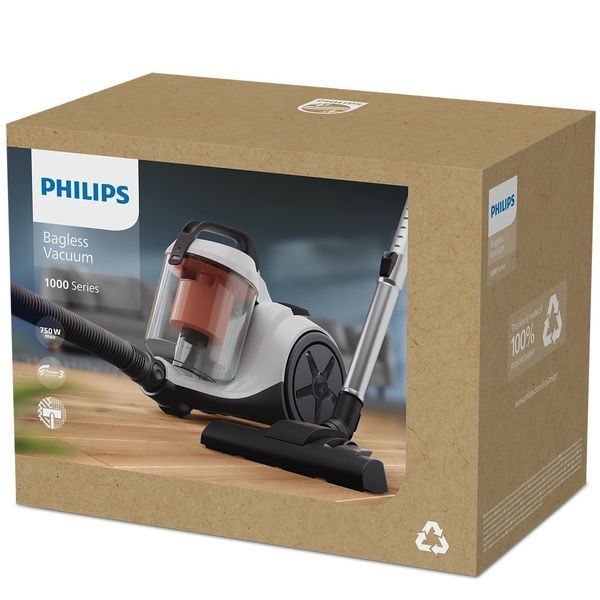 Пилосос Philips безмішковий Series 1000, 750Вт, конт пил -1.3л, вага-3.5кг, Super Clean Air, білий (XB1111/10) 376136 фото