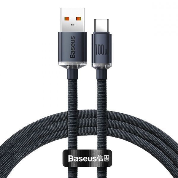 Кабель Baseus Crystal Shine Series Fast Charging Data USB кабель USB To Type-C 100W 1.2m (CAJY000401) Black 260555 фото