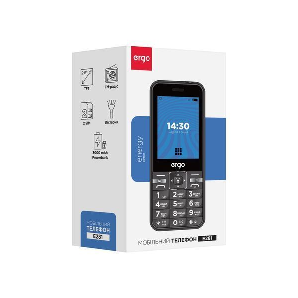 Мобільний телефон ERGO E281 Dual Sim (чорний) 305242 фото