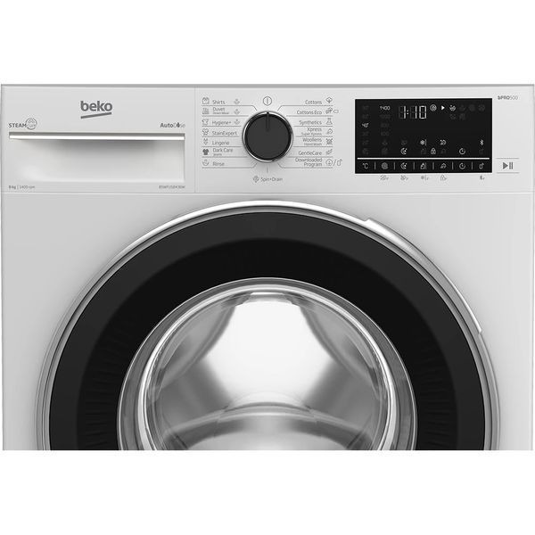 Пральна машина Beko фронтальна, 8кг, 1400, A+++, 55см, дисплей, пар, інвертор, AutoDose, білий (B5WFU58436W) 375171 фото