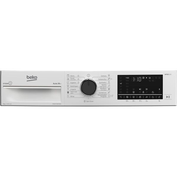 Пральна машина Beko фронтальна, 8кг, 1400, A+++, 55см, дисплей, пар, інвертор, AutoDose, білий (B5WFU58436W) 375171 фото
