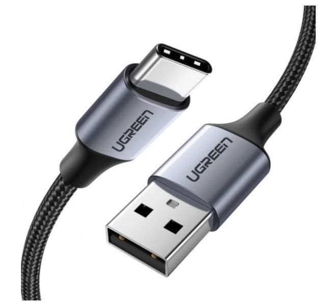 Кабель UGREEN US288 USB 2.0 To USB Type-C Cable Nickel Plating Aluminum Braid 3A 3m Black (60408) 278789 фото