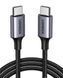Кабель UGREEN US261 USB Type-C To USB Type-C 60W Round Cable Nickel Plating Aluminum Shell 3A 0.5m Black/Gray (50149) 278773 фото 2