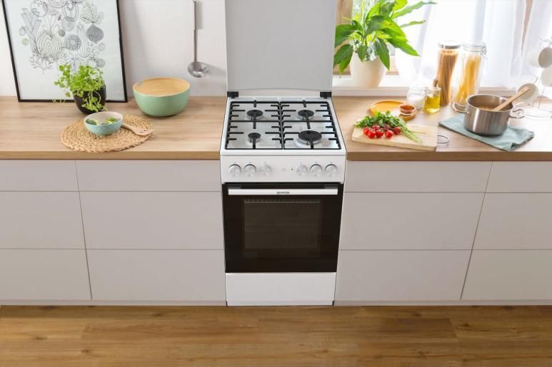 Плита Gorenje комбінована, 68л, 50x60см, емальовані реш, з кришкою, білий (GK5A22WH) 374271 фото