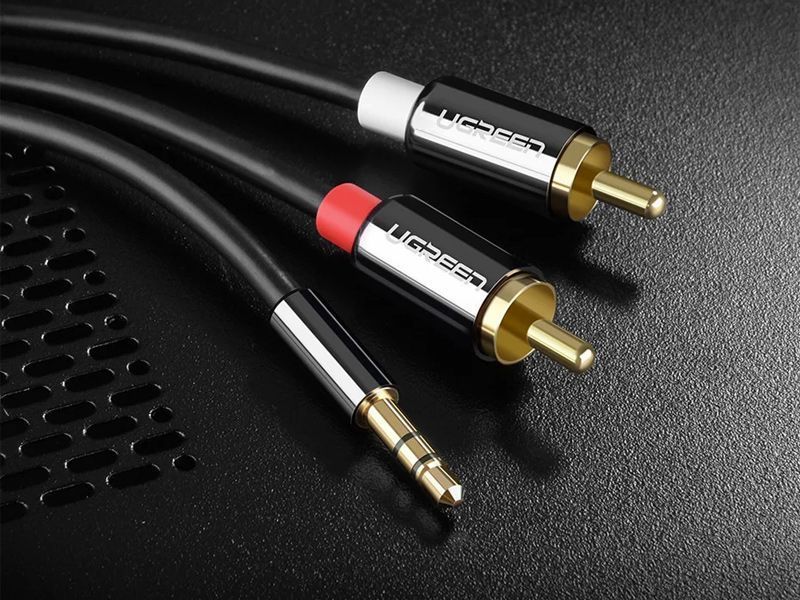 Кабель UGREEN AV116 3.5mm Male To 2 RCA Male Cable 1m (10749) Black 283242 фото