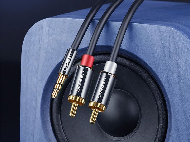 Кабель UGREEN AV116 3.5mm Male To 2 RCA Male Cable 1m (10749) Black 283242 фото