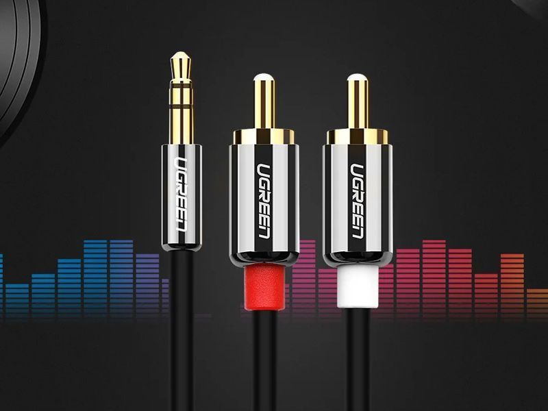 Кабель UGREEN AV116 3.5mm Male To 2 RCA Male Cable 1m (10749) Black 283242 фото