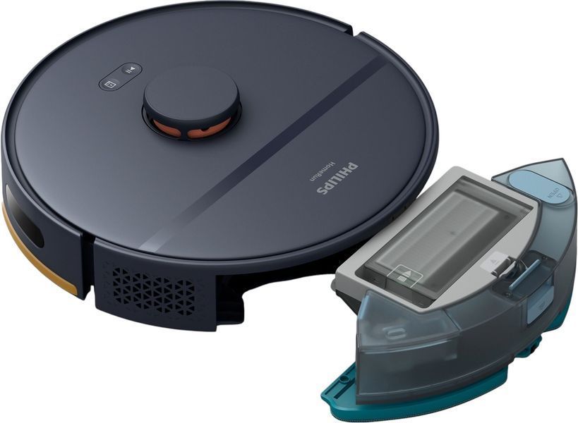 Робот-пилосос Philips Series 2000, h=9.7см, вологе прибирання, конт пил -0.38л, вода -0.3л, автон. робота до 120хв, EPA&nbsp;11, Wi-Fi, темно-синій 391001 фото