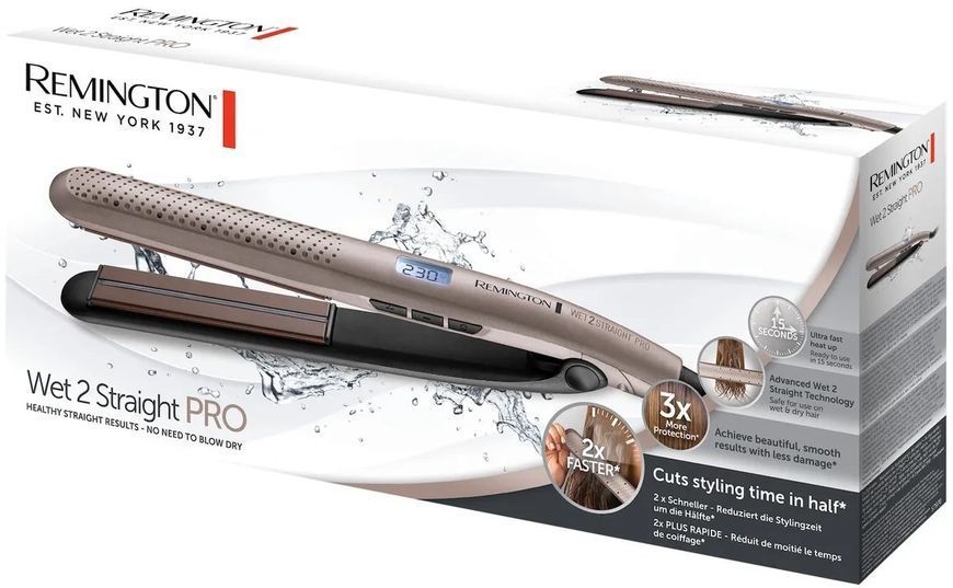 Випрямляч Remington Wet 2 Straight Pro, 52Вт, темп.режимів-10, 140-230С, кераміка, золотий (S7970) 371520 фото