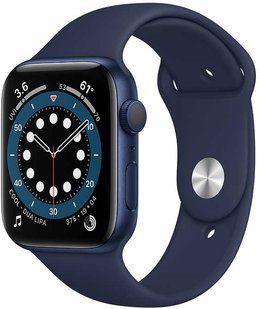 Смарт-годинник Apple Watch Series 6 44mm Blue Aluminum Case With Deep Navy Sport Band (M00J3) 165471 фото