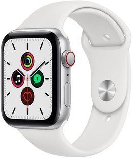 Смарт-годинник Apple Watch SE GPS 44mm + LTE Silver Aluminum Case With White Sport Band (MYEM2/MYEV2) 190688 фото