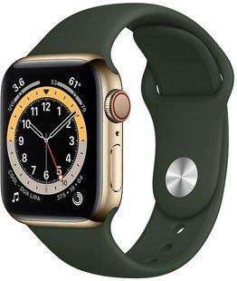 Смарт-годинник Apple Watch Series 6 40mm 4G Gold Stainless Steel Case With Cyprus Green Sport Band (M02W3/M06V3) 175962 фото