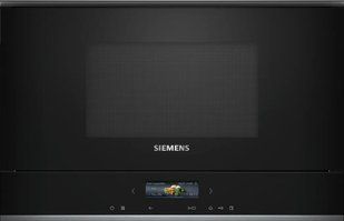 Мікрохвильова піч Siemens вбудована, 21л, електр. керув., 900Вт, гриль, дисплей, чорний (BE732L1B1) 373959 фото