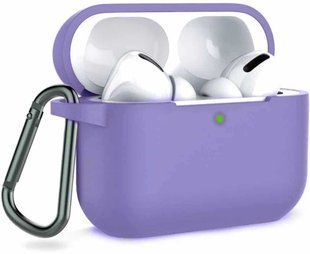 Чохол для навушників Silicon Case Airpods Pro карабин Lilac 215203 фото