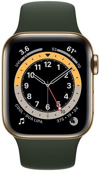 Смарт-годинник Apple Watch Series 6 40mm 4G Gold Stainless Steel Case With Cyprus Green Sport Band (M02W3/M06V3) 175962 фото