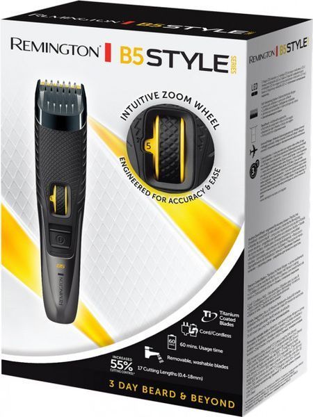Тример Remington Style Series, для бороди і вусів, акум., роторний мотор, титан.напил., чорно-сірий (MB5000) 367824 фото