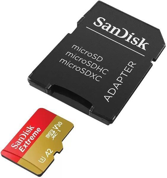 Карта пам'яті SanDisk microSD 128GB C10 UHS-I U3 R190/W90MB/s Extreme V30 + SD (SDSQXAA-128G-GN6MA) 375284 фото