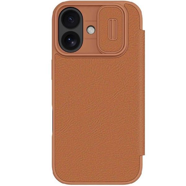 Шкіряний чохол-книжка Nillkin Qin Pro Camshield для Apple iPhone 17 (6.3") Brown 401084 фото