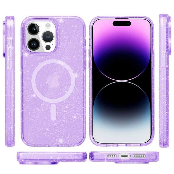 Чохол TPU Galaxy Sparkle (MagFit) для Apple iPhone 16 Pro (6.3") Purple+Glitter 317031 фото