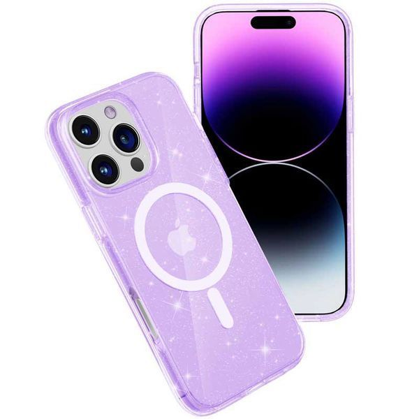 Чохол TPU Galaxy Sparkle (MagFit) для Apple iPhone 16 Pro (6.3") Purple+Glitter 317031 фото