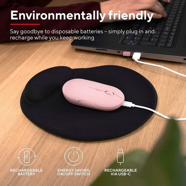 Миша Trust Puck Rechargeable, Ultra-Thin, BT/WL, Silent, рожевий (24125_TRUST) 363537 фото